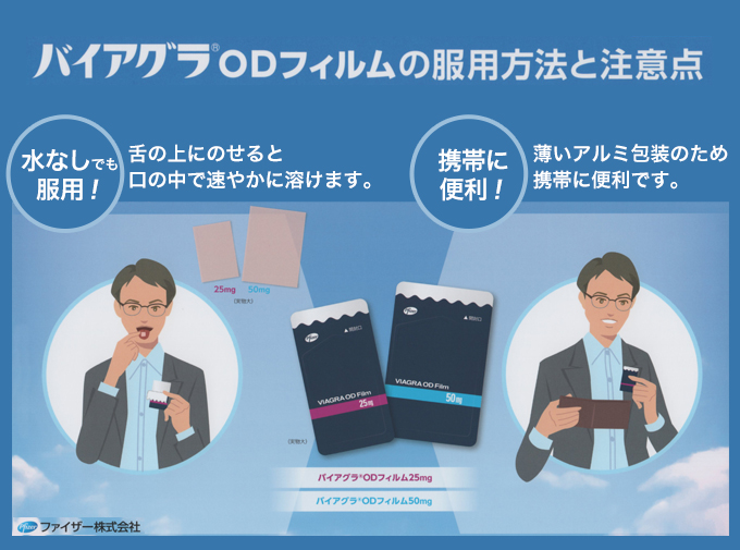 水なしで飲めるED薬バイアグラODフィルムの服用方法と注意点を紹介しています